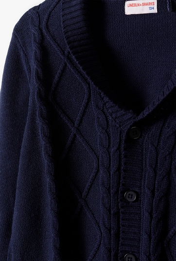 Rozpinany sweter chłopięcy z bawełny granatowy