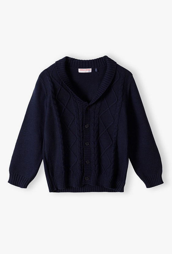 Rozpinany sweter chłopięcy z bawełny granatowy