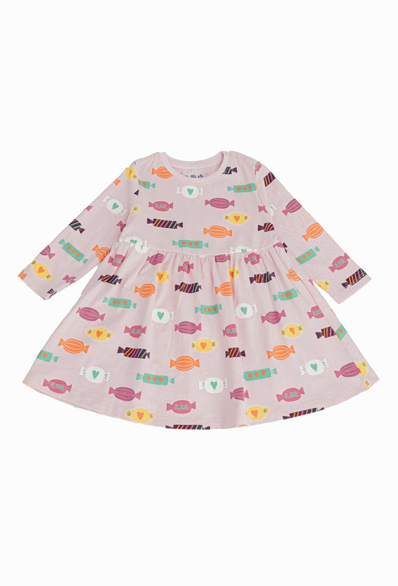 Sukienka dziewczęca z długim rękawem - w cukierki
