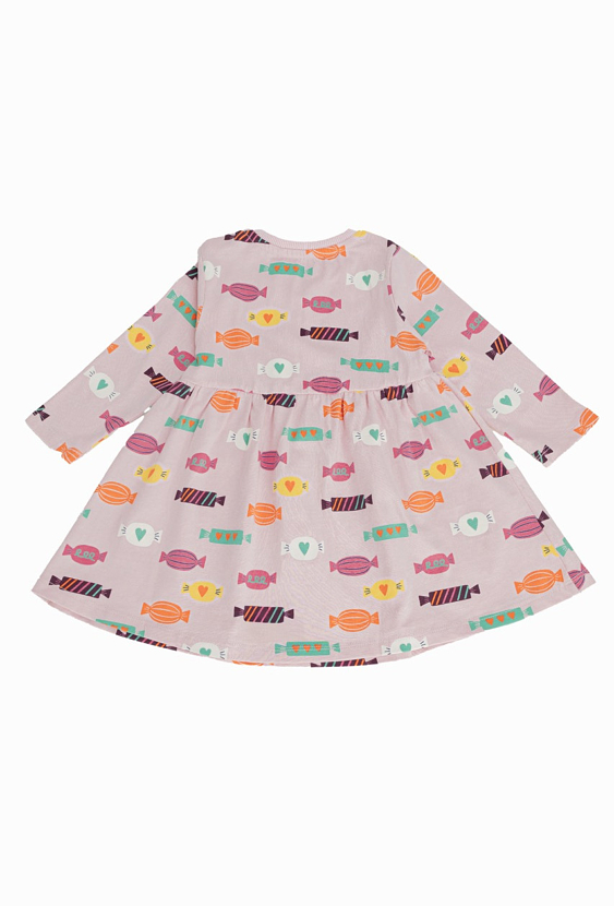 Sukienka dziewczęca z długim rękawem - w cukierki