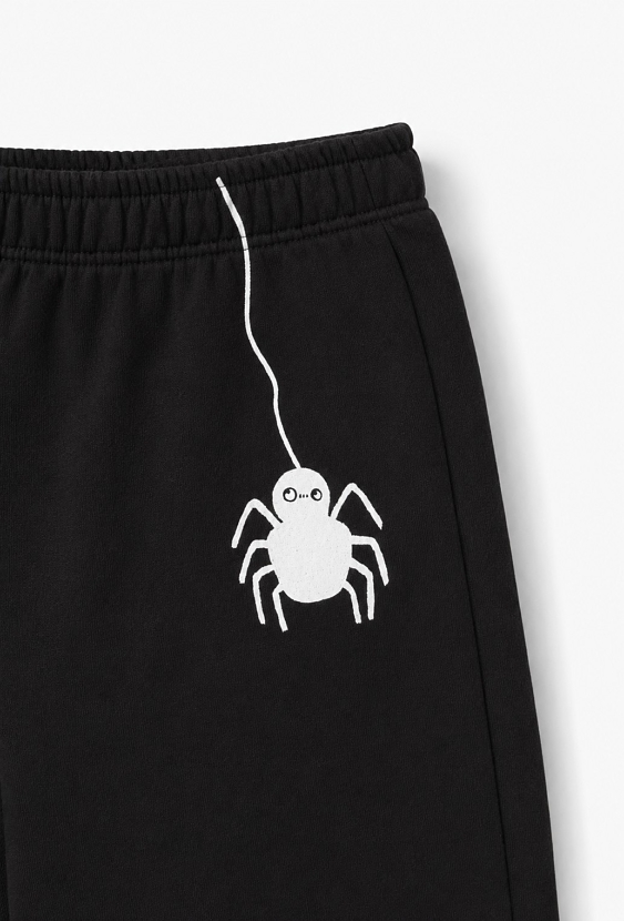 Spodnie dresowe niemowlęce z nadrukiem pająka