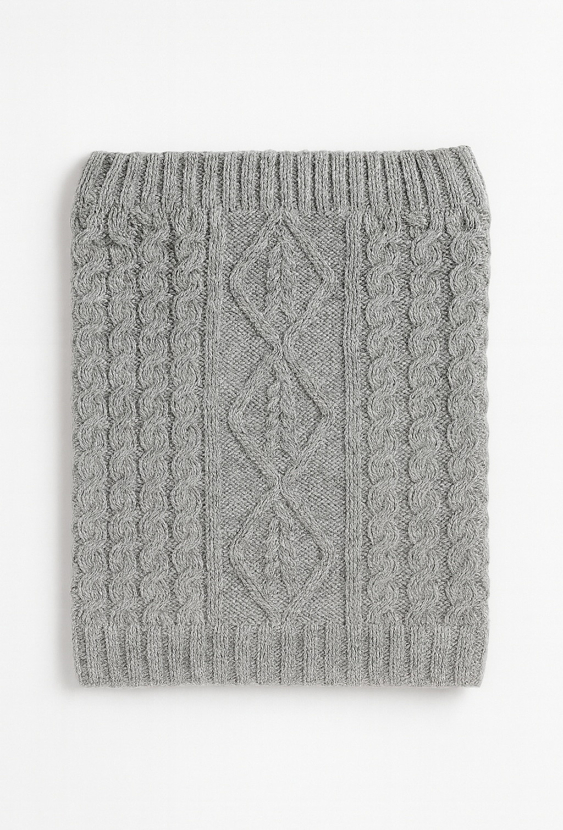 Szary komin dziewczęcy z przędzy – gruby i ciepły