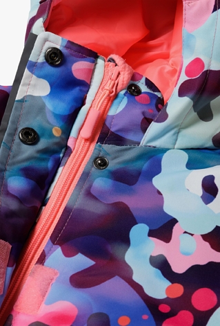 Kolorowa kurtka narciarska dziewczęca z elementami odblaskowymi