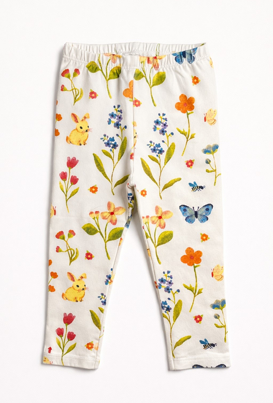 Komplet niemowlęcy: body z długim rękawem i legginsy w kwiatki