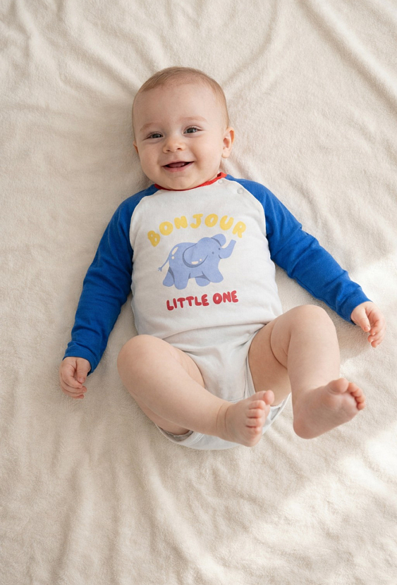 Body niemowlęce ze słonikiem - długi rękaw