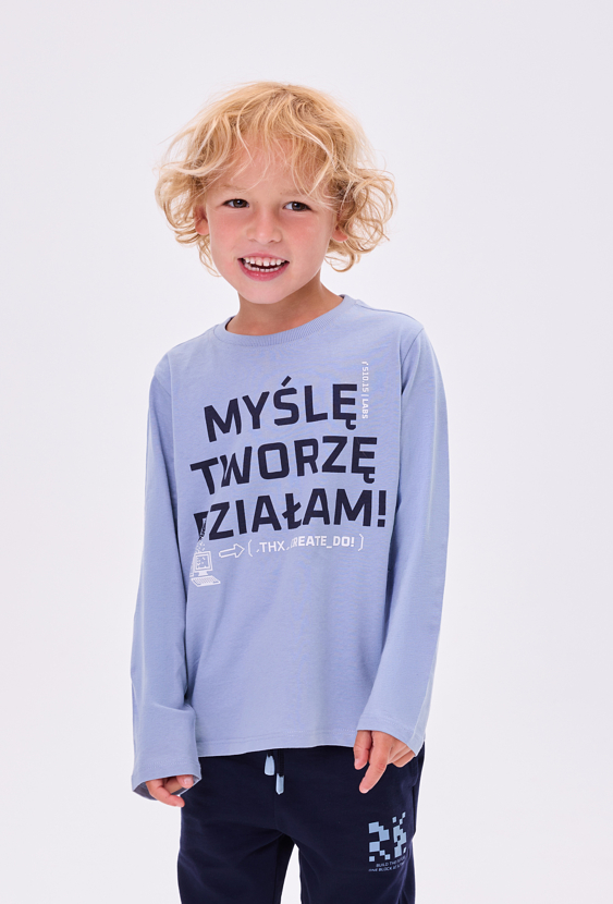 Bluzka chłopięca z długim rękawem “Myślę, Tworzę, Działam!”