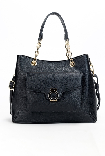 Czarna shopperka z łańcuszkowymi rączkami