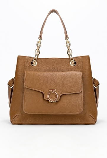 Elegancka shopperka damska z łańcuszkowymi rączkami