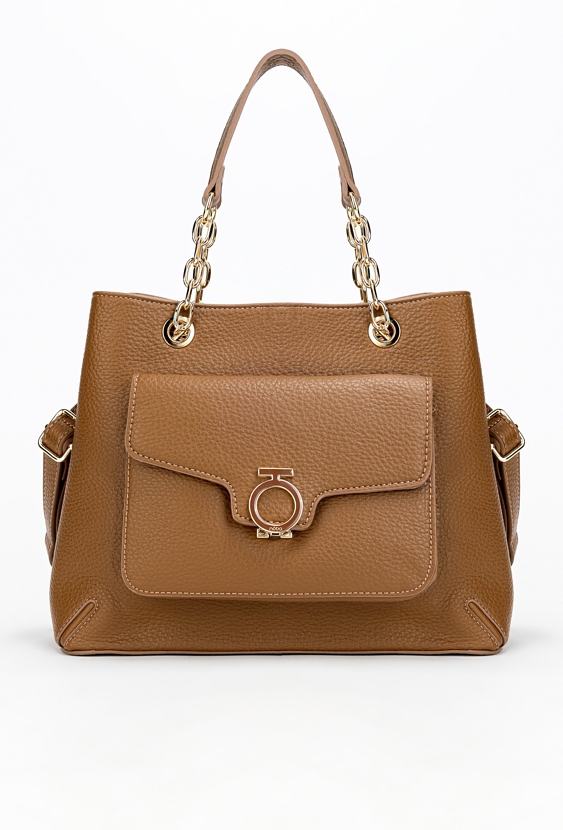 Elegancka shopperka damska z łańcuszkowymi rączkami