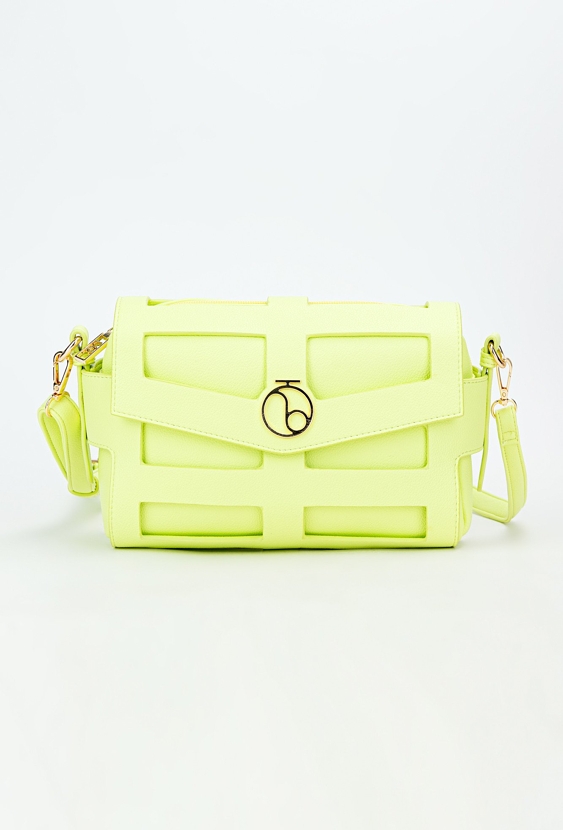Limonkowa torebka crossbody NOBO z efektowną klapą