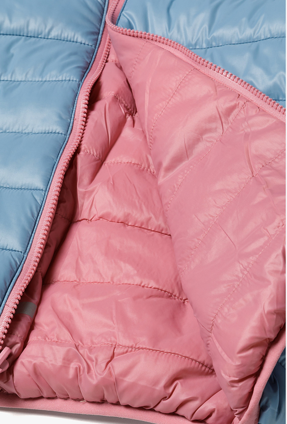 Dwustronna pikowana kurtka dziewczęca z kapturem