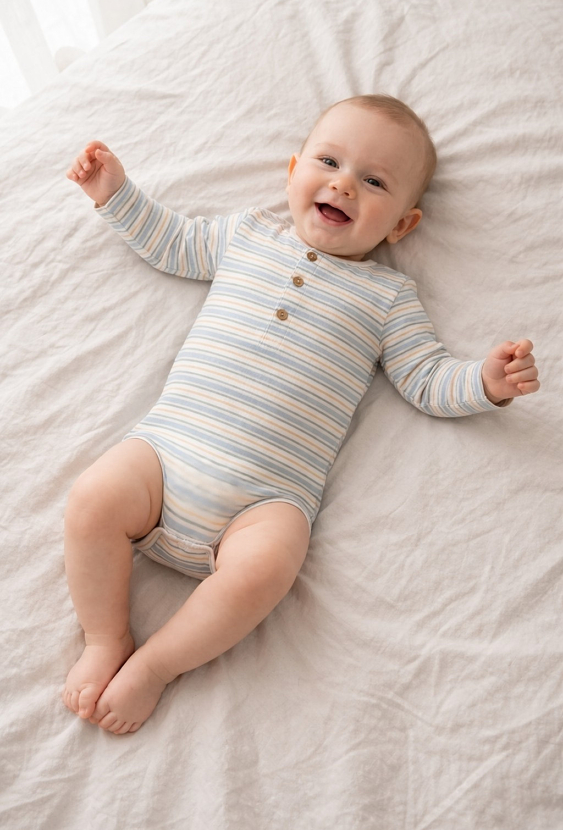 Body niemowlęce w paski - długi rękaw