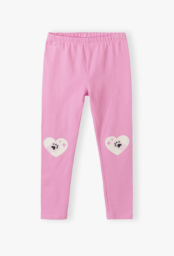Różowe leginsy dziewczęce z serduszkami - 5.10.15.