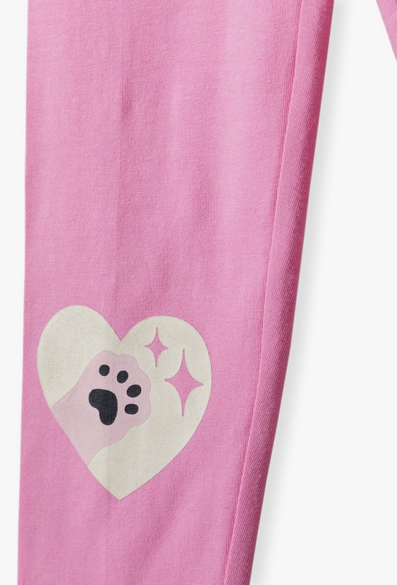 Różowe leginsy dziewczęce z serduszkami - 5.10.15.