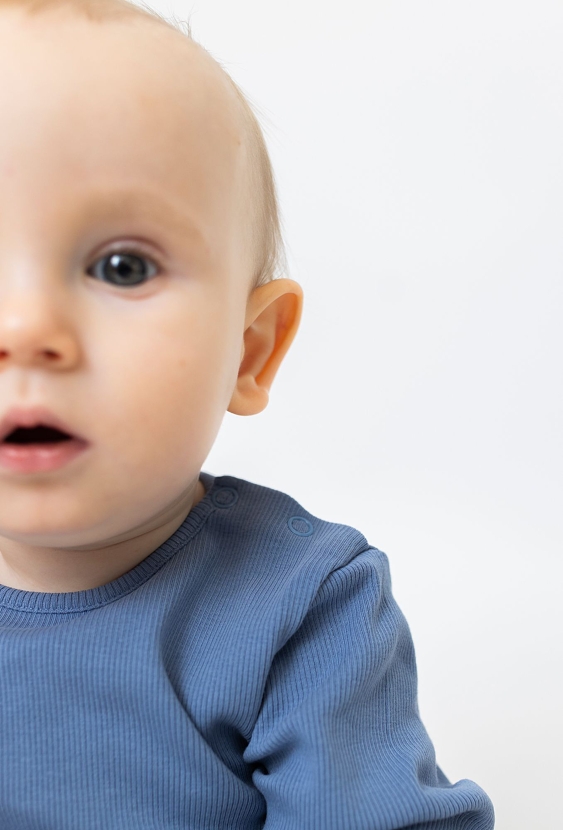 Body z długim rękawem - niebieskie w prążki