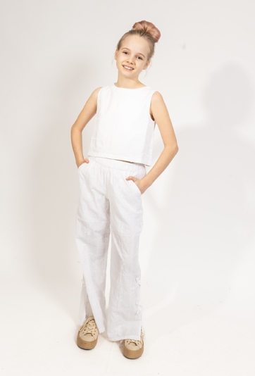 Eleganckie spodnie dziewczęce z szerokimi nogawkami