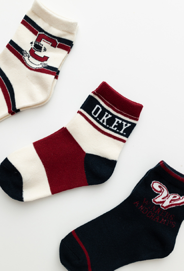 Skarpety chłopięce 3-pak – granatowe, bordowe i w paski