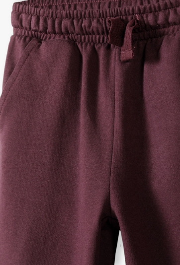 Dresowe spodnie dla dziewczynki - bordowe - regular - 5.10.15.