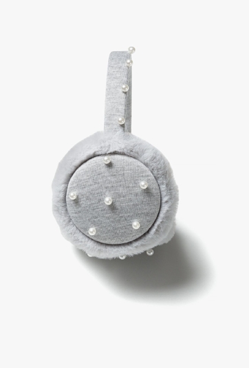 Nauszniki dziewczęce z perełkami szare