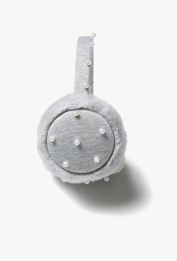 Nauszniki dziewczęce z perełkami szare