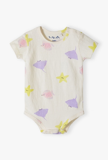 Body niemowlęce z krótkim rękawkiem w kolorze ecru