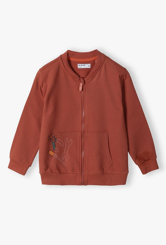 Brązowa bawełniana bluza chłopięca rozpinana