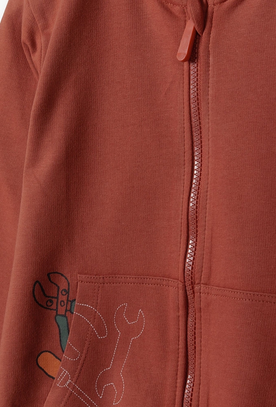 Brązowa bawełniana bluza chłopięca rozpinana