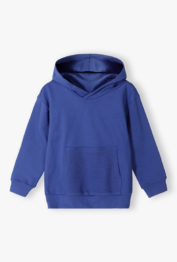 Dresowa bawełniana bluza chłopięca z kapturem- niebieska