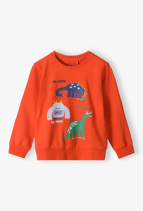 Bluzka z długim rękawem z nadrukiem w dinozaury