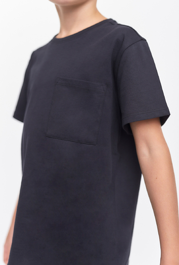 Czarny bawełniany t-shirt chłopięcy z kieszonką - Lincoln&Sharks