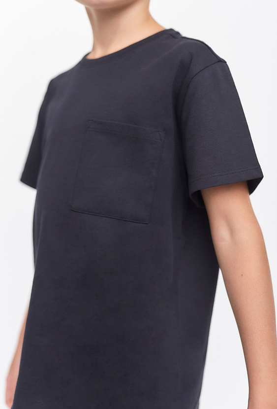 Czarny bawełniany t-shirt chłopięcy z kieszonką - Lincoln&Sharks