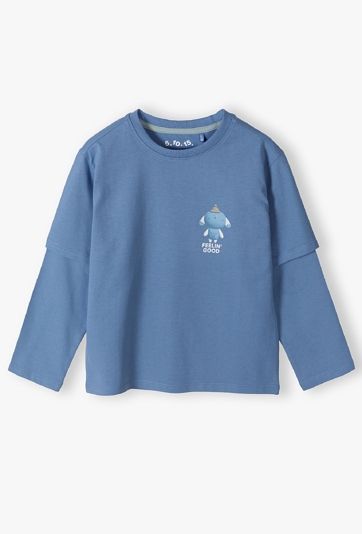 Bluzka chłopięca bawełniana oversize z podwójnym rękawem