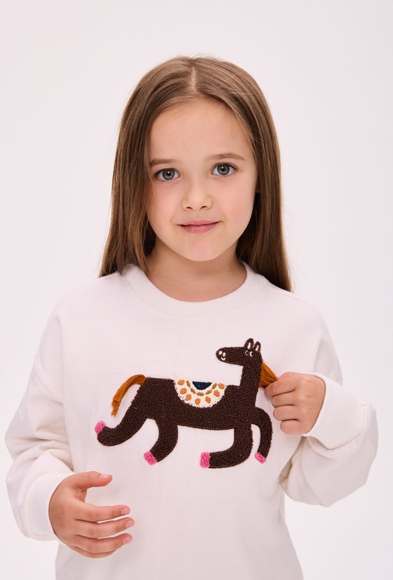 Bluza dziewczęca z miękką aplikacją konia