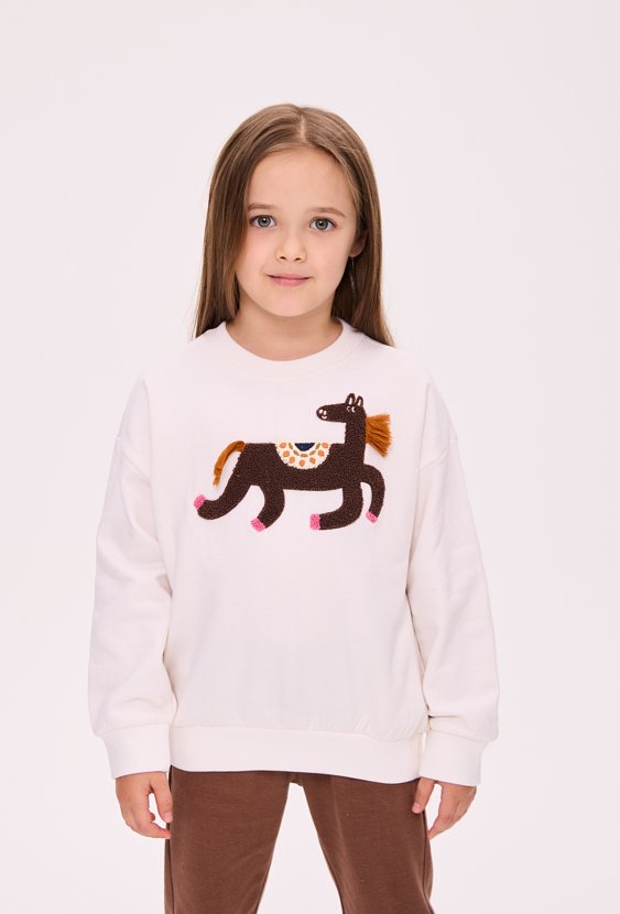Bluza dziewczęca z miękką aplikacją konia