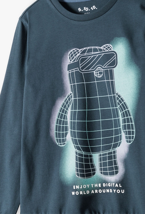 Bawełniana bluzka chłopięca z nowoczesnym nadrukiem