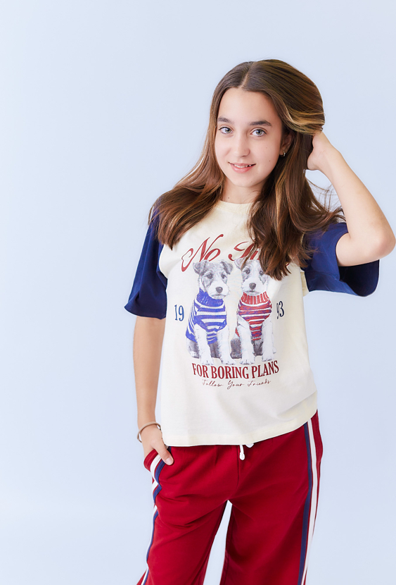 Koszulka dziewczęca oversize z nadrukiem