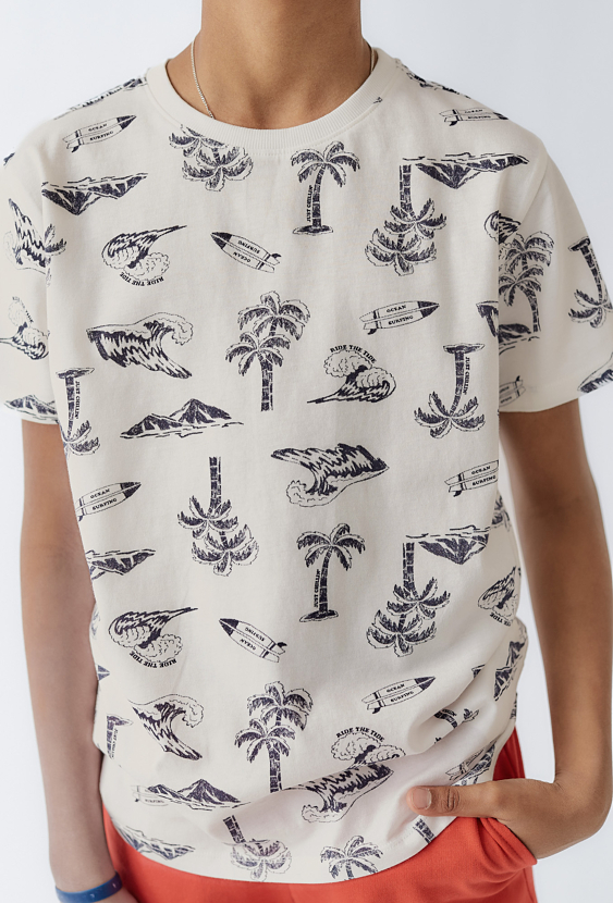 T-shirt chłopięcy z nadrukiem palm