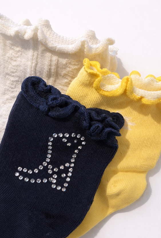 Skarpetki dziewczęce z falbanką – 3 pak