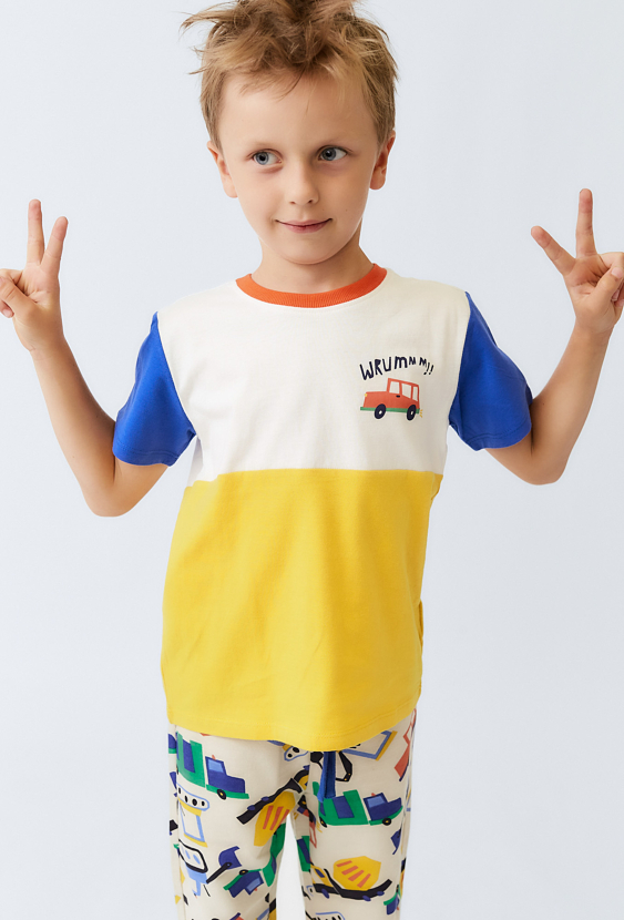 Koszulka chłopięca kolorowa z nadrukiem auta