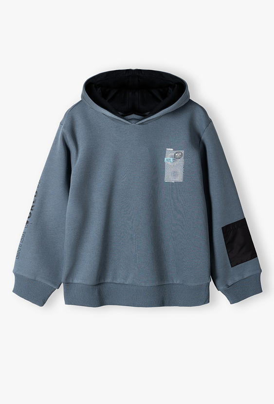 Bluza z kapturem dla chłopca z dekoracyjną kieszenią