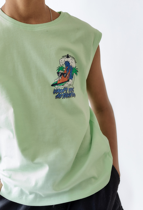 Koszulka bez rękawów z kolorowym nadrukiem