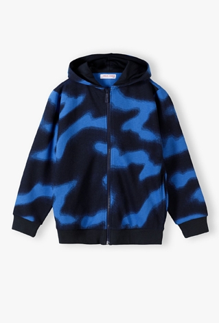 Niebieska bluza rozpinana dla chłopca z kapturem