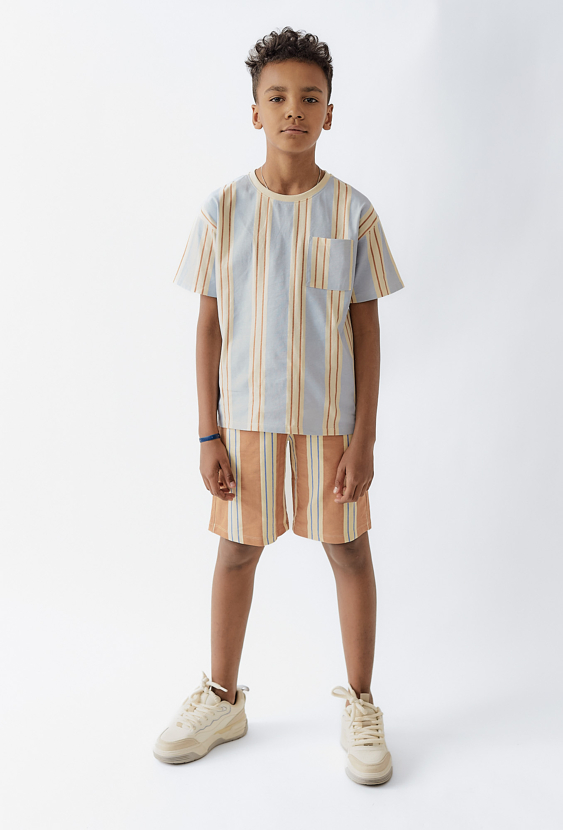 Koszulka chłopięca w paski z kieszonką