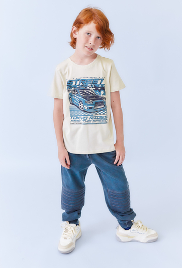 Koszulka chłopięca Street Racer w kolorze ecru
