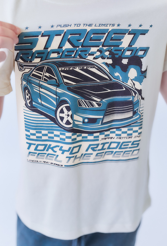 Koszulka chłopięca Street Racer w kolorze ecru