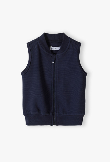 Granatowy bezrękawnik dla niemowlaka