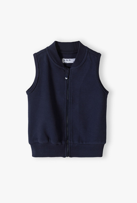 Granatowy bezrękawnik dla niemowlaka