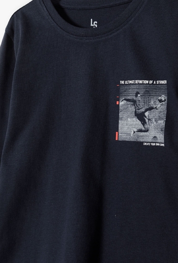 Granatowa bluzka bawełniana z długim rękawem dla chłopca