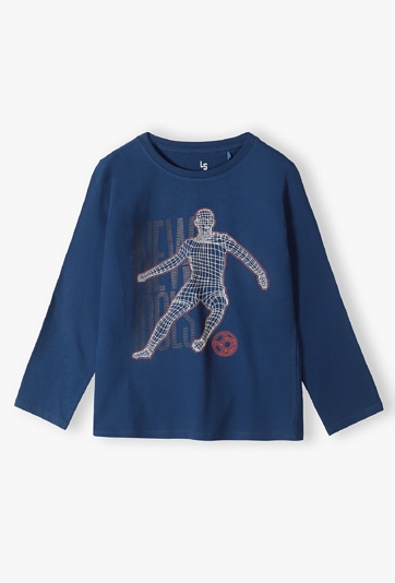 Bluzka chłopięca granatowa z nadrukiem piłkarza