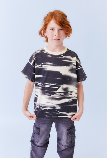 Koszulka chłopięca oversize z efektem tie-dye